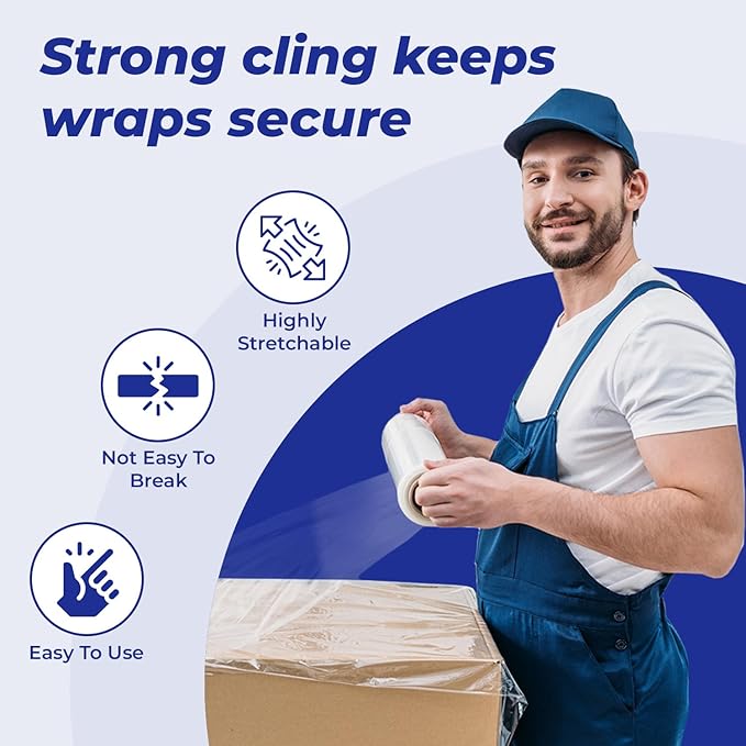 Rosmonde 128 Pack Bulk Plastic Wrap, 18" x 1500 ft Shrink Wrap for High Volume Daily Shipping, 80 Gauge Thick Pallet Wrap for Warehouse & Moving Companies, Bulk Stretch Wrap Roll for Pallet Wrapping