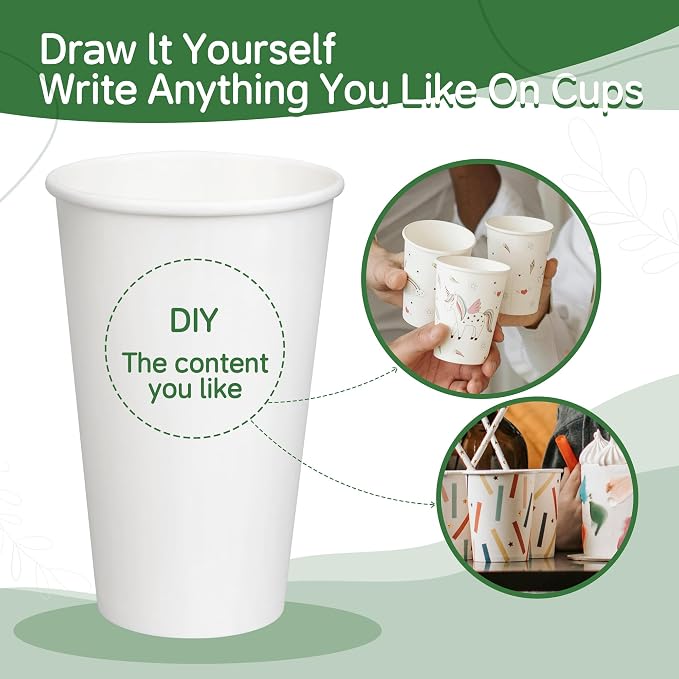 Disposable Paper Coffee Cups 12 oz 500 Pack, Suitable
