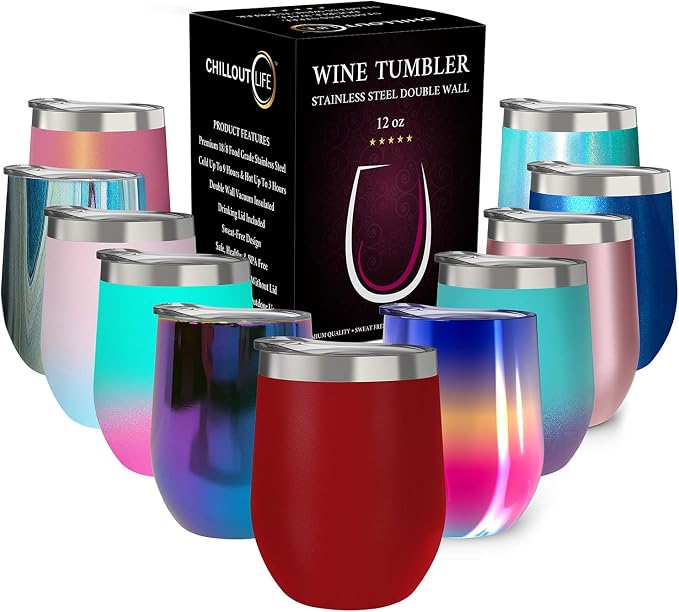 CHILLOUT LIFE 12 oz Stainless Steel Wine Tumbler