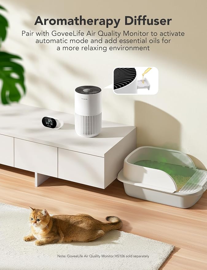 GoveeLife Mini Air Purifier for Bedroom, Smart Filter Air Purifier