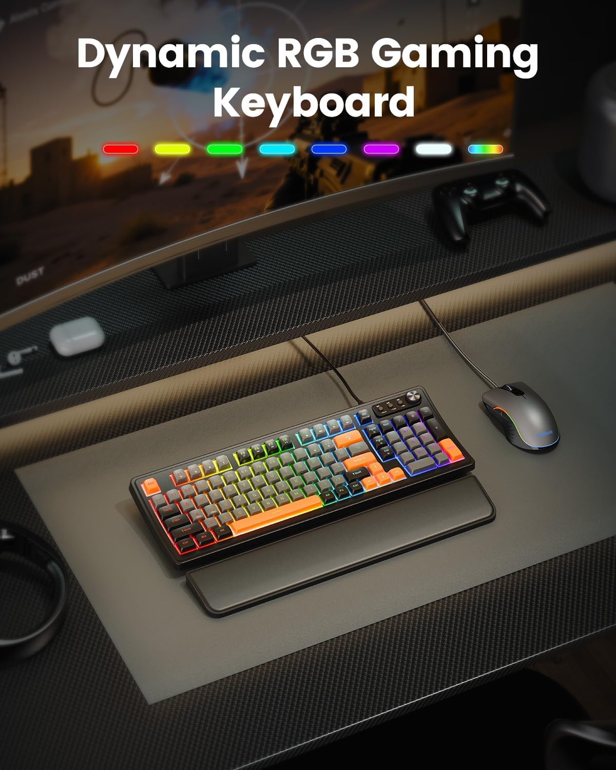 SABLUTE Gaming Keyboard and Mouse, Quiet Membrane with RGB Backlit