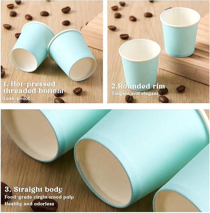 100 Pack 1oz Mini Coffee Cups Disposable Paper Cups Hot or Cold Beverage Cup