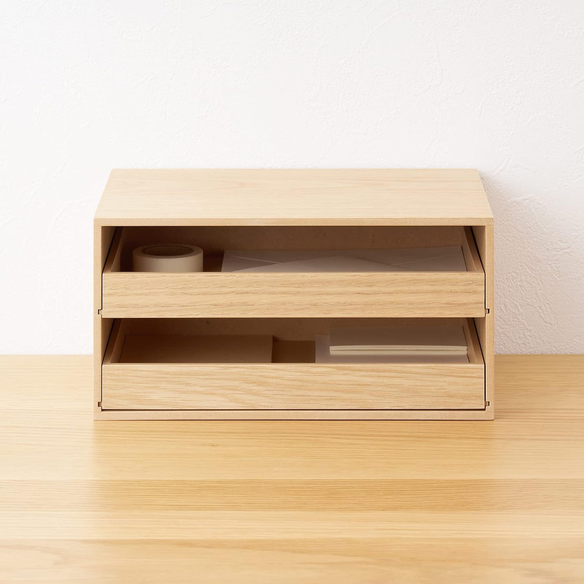 Muji 44310229 Wooden Tray Storage, 2 Drawers, Approx. Width 9.8 x Depth 6.7 x Height 4.9 inches (25.2 x 17 x 12.6 cm)