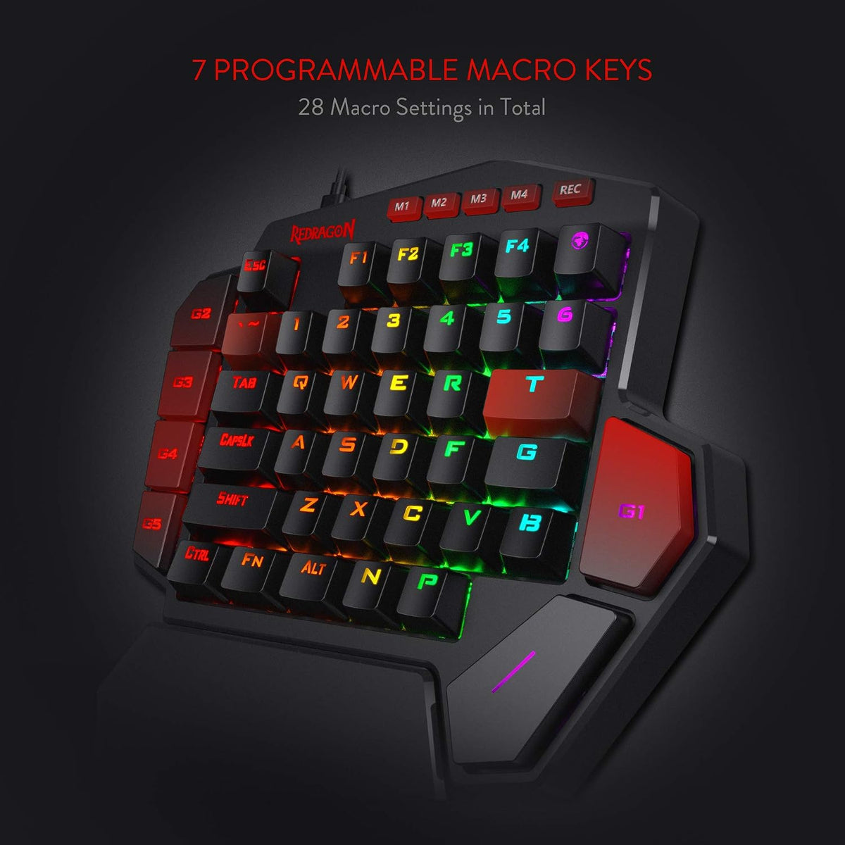 Redragon K585 Wired One-Handed RGB Gaming Keypad, Tactical 42-Key Layout