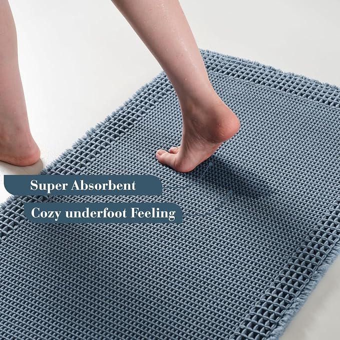RESARE Waffle Bathroom Runner Rugs, Super Absorbent Bath Mat Non Slip Washable