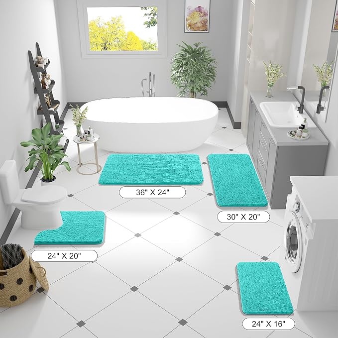 OLANLY Bathroom Runner Rugs 44x24, Extra Soft Absorbent Chenille Bath Rugs