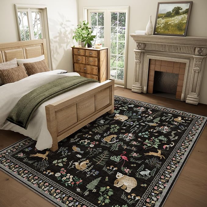 9x12 Area Rugs for Living Room: Washable Bedroom Rug Vintage Stain Resistant