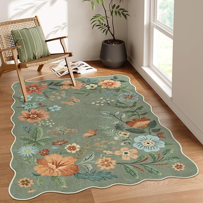 Lahome Floral Washable Rugs, 4X6 Rug