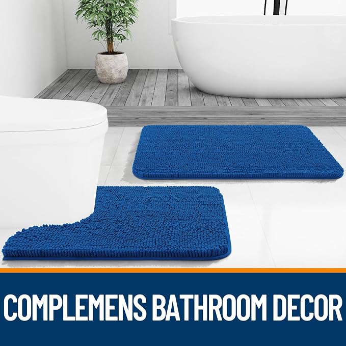 OLANLY Bathroom Runner Rugs 44x24, Soft Absorbent Chenille Bath Rugs, Rubber