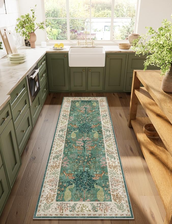Runner Rug Washable Kitchen Runner: 2'6"x8' Hallway Runner Stain Resistant Non