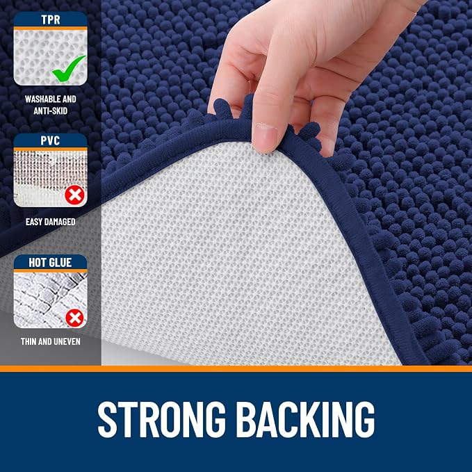 OLANLY Bathroom Rugs 35x24, Extra Soft Absorbent Chenille Bath Rugs, Rubber
