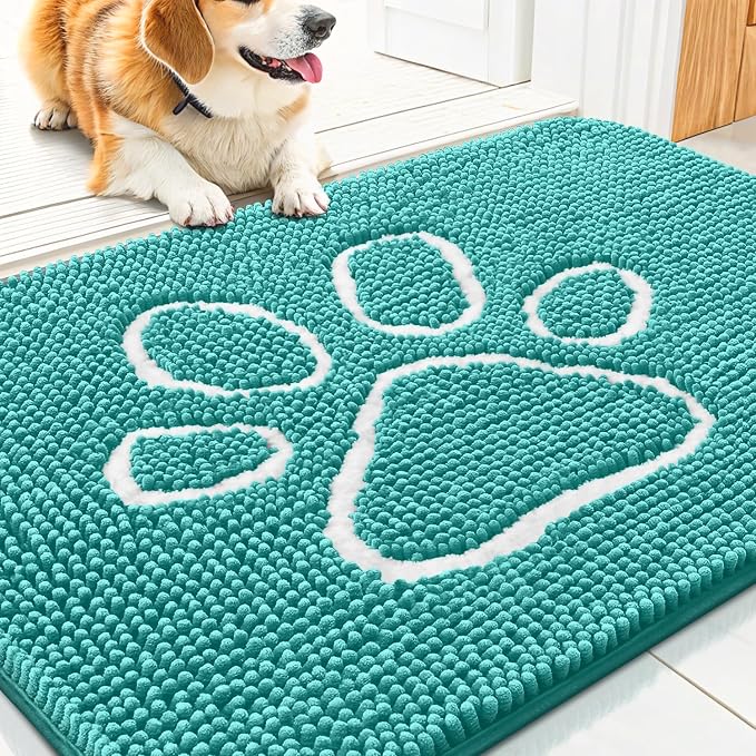 Smiry Dog Door Mat for Muddy Paws, Absorbent Dirt Trapper Non Slip Quick Dry