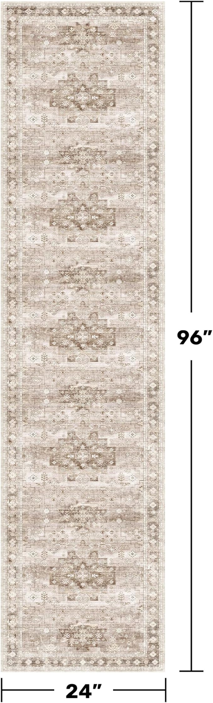 Boho 2x8 Long Runner Rugs for Hallway, Neutral Farmhouse Non Slip Runner for