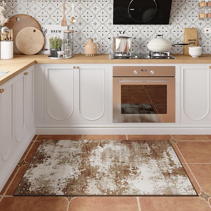 Entryway Rug 2x3 Brown Welcome Door Mat Indoor Entrance 24x36, Washable Small