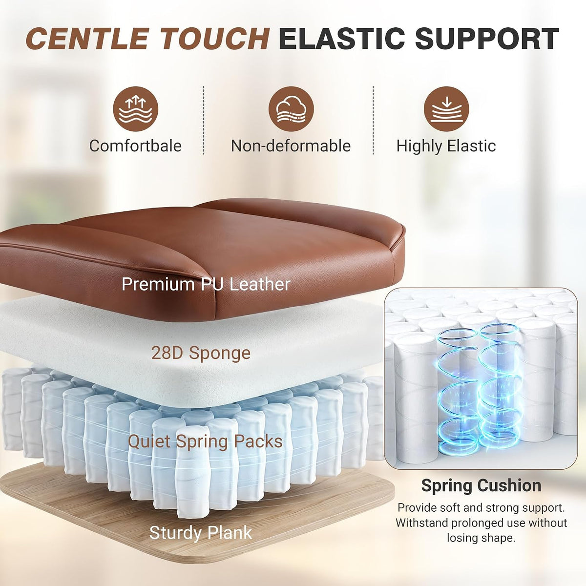 ALLGOD Big and Tall Office Chair, Executive Leather Chair with Footrest
