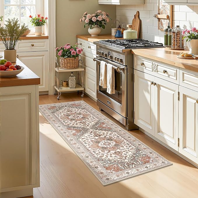 Yamaziot Washable Runner Rug, 2x6 Non-Slip Boho Vintage Hallway Rug Runner