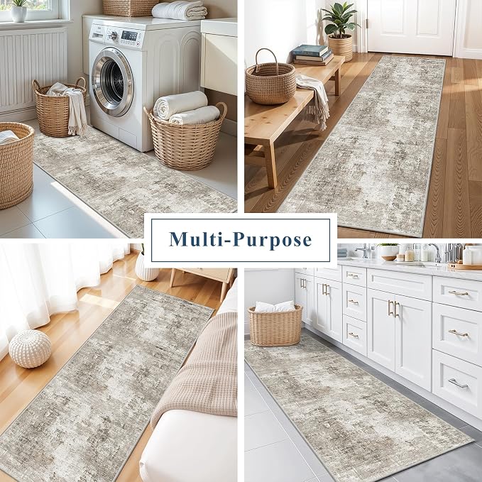 2x6 Washable Non-Slip Hallway Runner Rug – Modern Abstract Soft Carpet Runner