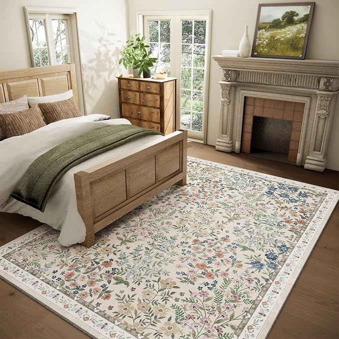 Machine Washable Rugs for Living Room: 6x9 Area Rugs for Bedroom Vintage Stain