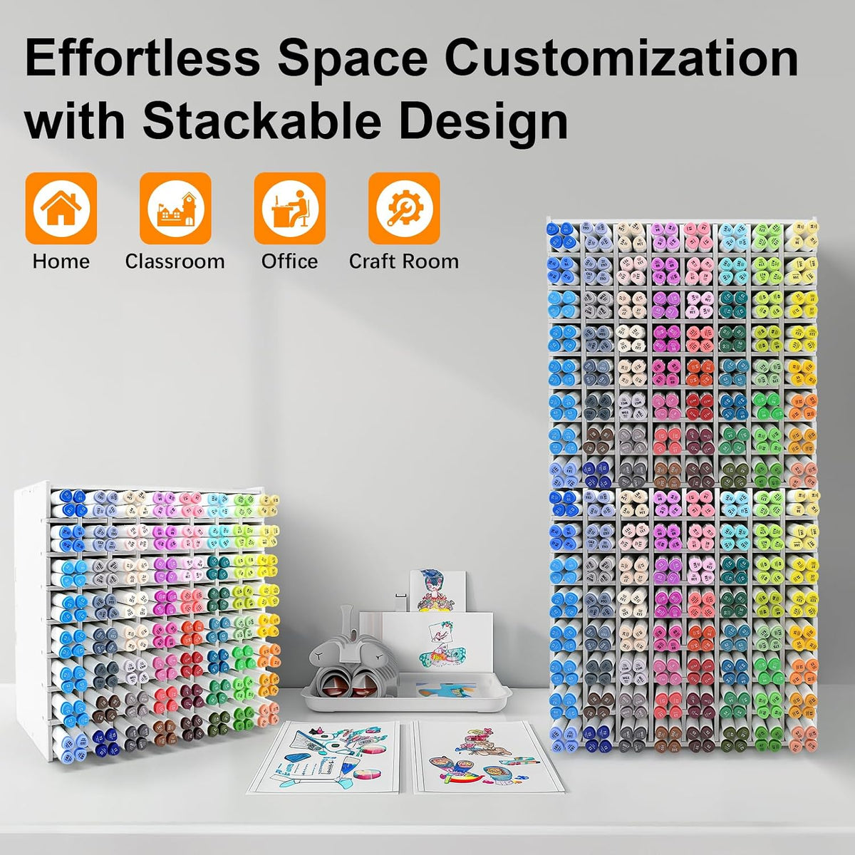 Marker Organizer for 256 Markers, Desktop Art Supply Storage Holder