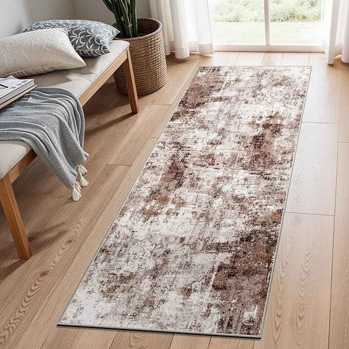 2x6 Washable Runner Rugs for Hallway: Easy-to-Clean Abstract Runners for