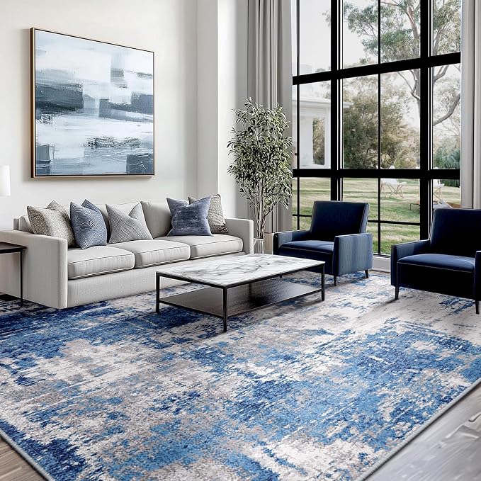 RELEANY Washable Area Rugs 6'x9' Non-Slip Modern Abstract Soft