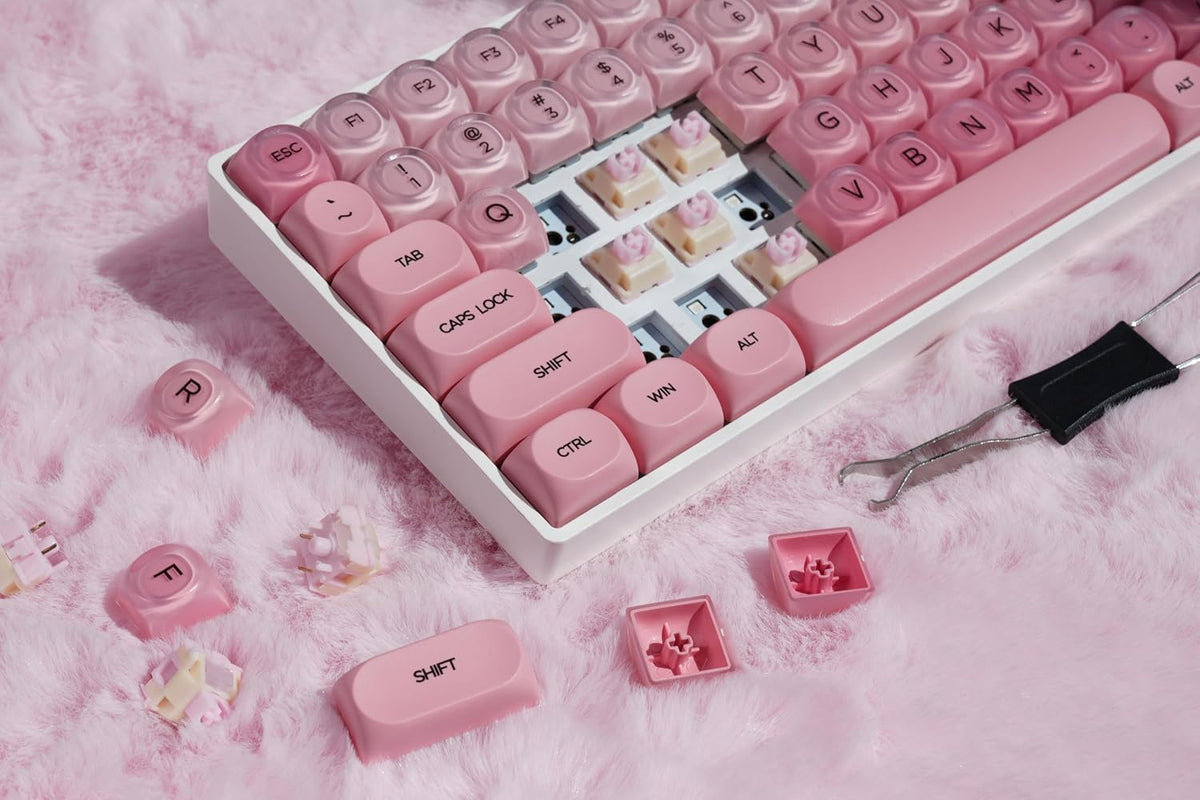 ZORNHER ZH100 Foundation Mechanical Kevboard,Pink Creamy Kevboard with Number Pad,Girly Keyboard,Full Size Gaming Keyboard Cute,Jelly MOA Profile,Creamy Sounding Linear Switches