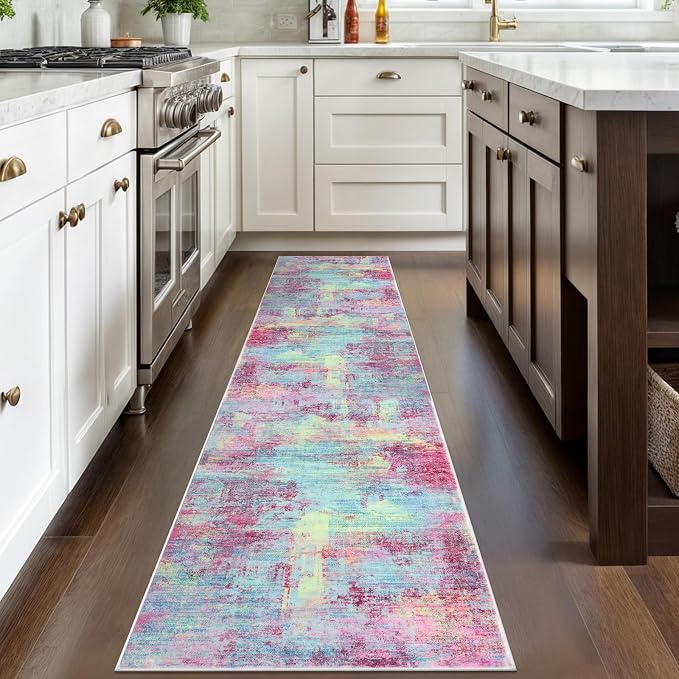IOHOUZE Abstract Runner Rug 2x8 Ft Washable Runners