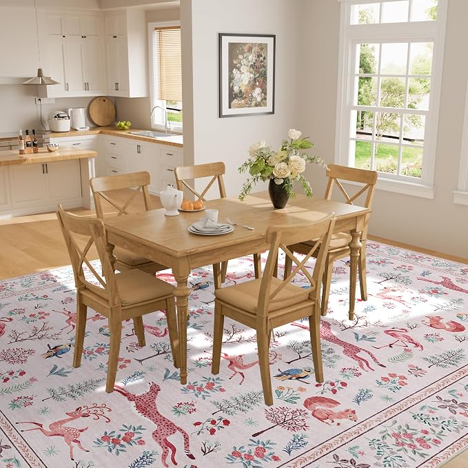DUKINO 6x9 Rug, Washable Animal Living Room Rug