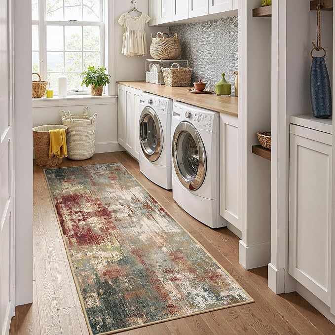 RELEANY Washable Area Rugs 2'x6' Non-Slip Modern Abstract Soft