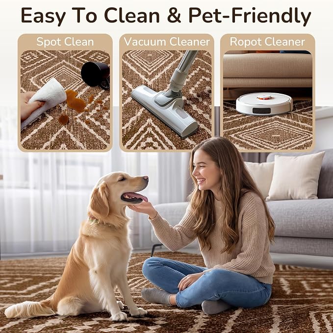 BESTSWEETIE Area Rug 4x6 Rug Machine Washable Non-Slip Low Pile Print Pattern