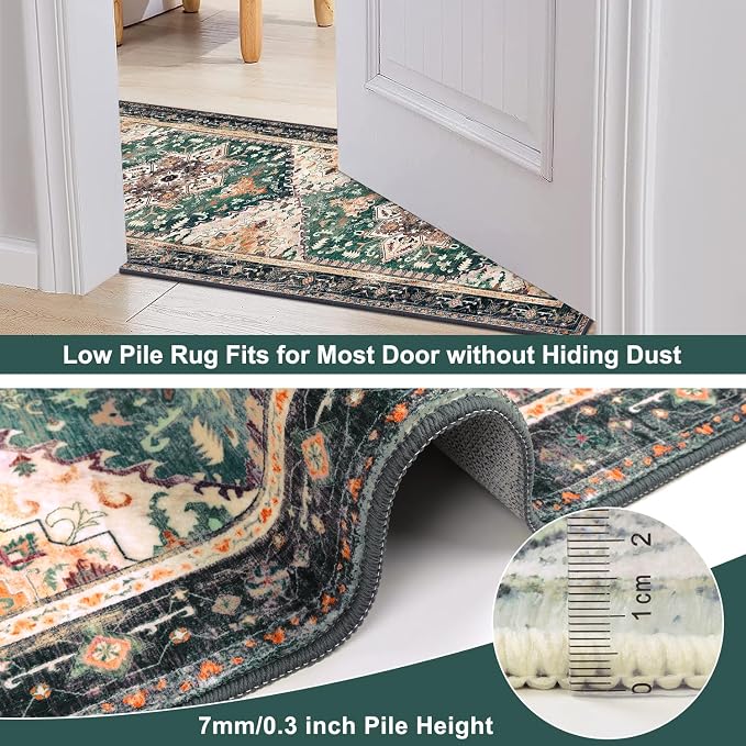 Yamaziot Washable Runner Rug, 2x8 Non-Slip Boho Vintage Hallway Rug Runner