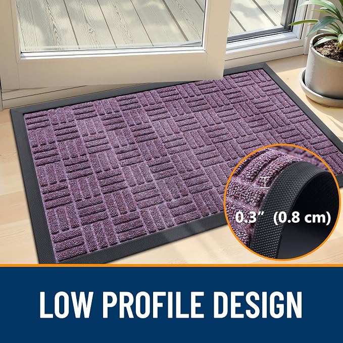 OLANLY Front Door Mat Outside Entrance 47x23, Heavy Duty Sturdy Natural Rubber