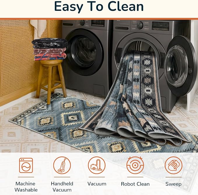 BESTSWEETIE Area Rug 5x7 Rug Machine Washable Rug Non-Slip Low Pile Print