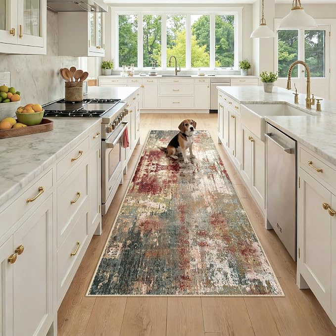 RELEANY Washable Area Rugs 3x8 Non-Slip Modern Abstract Soft