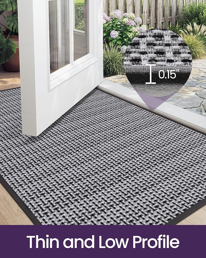 DEXI Ultra Thin Door Mat Indoor Entrance 36x56, Non Slip Rubber Backed Entryway