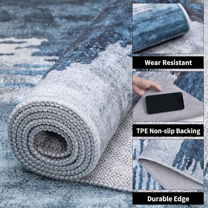 Ciicool Modern Abstract Area Rug 2x3 Washable Small Entryway Rug, Non-Slip Low
