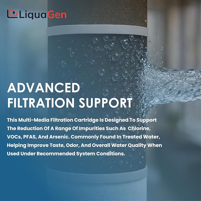 LiquaGen Activated Alumina + Carbon + KDF-55 Replacement Water Filter Cartridge