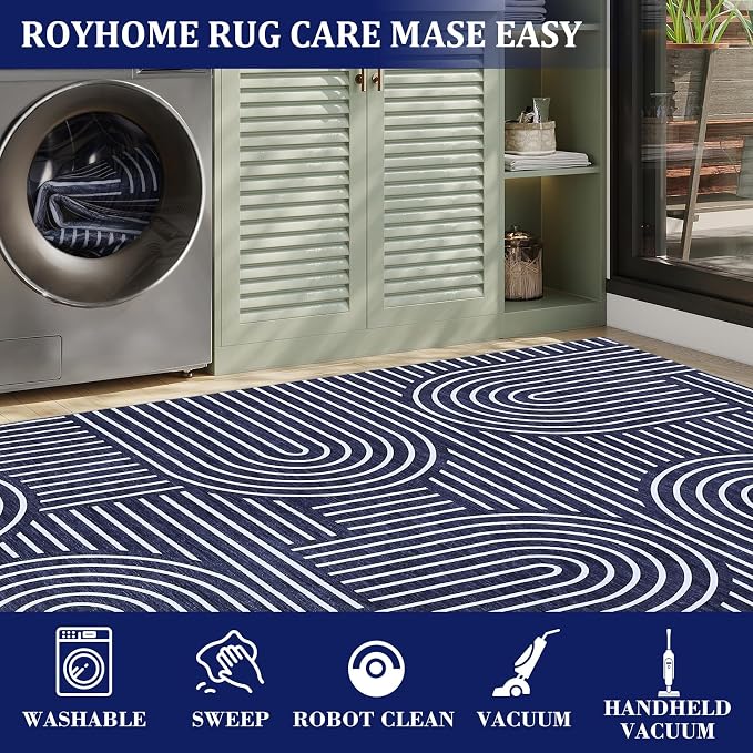 ROYHOME Modern Rug 2x6 Runners for Hallways, Abstract Kitchen Runner Rugs Non