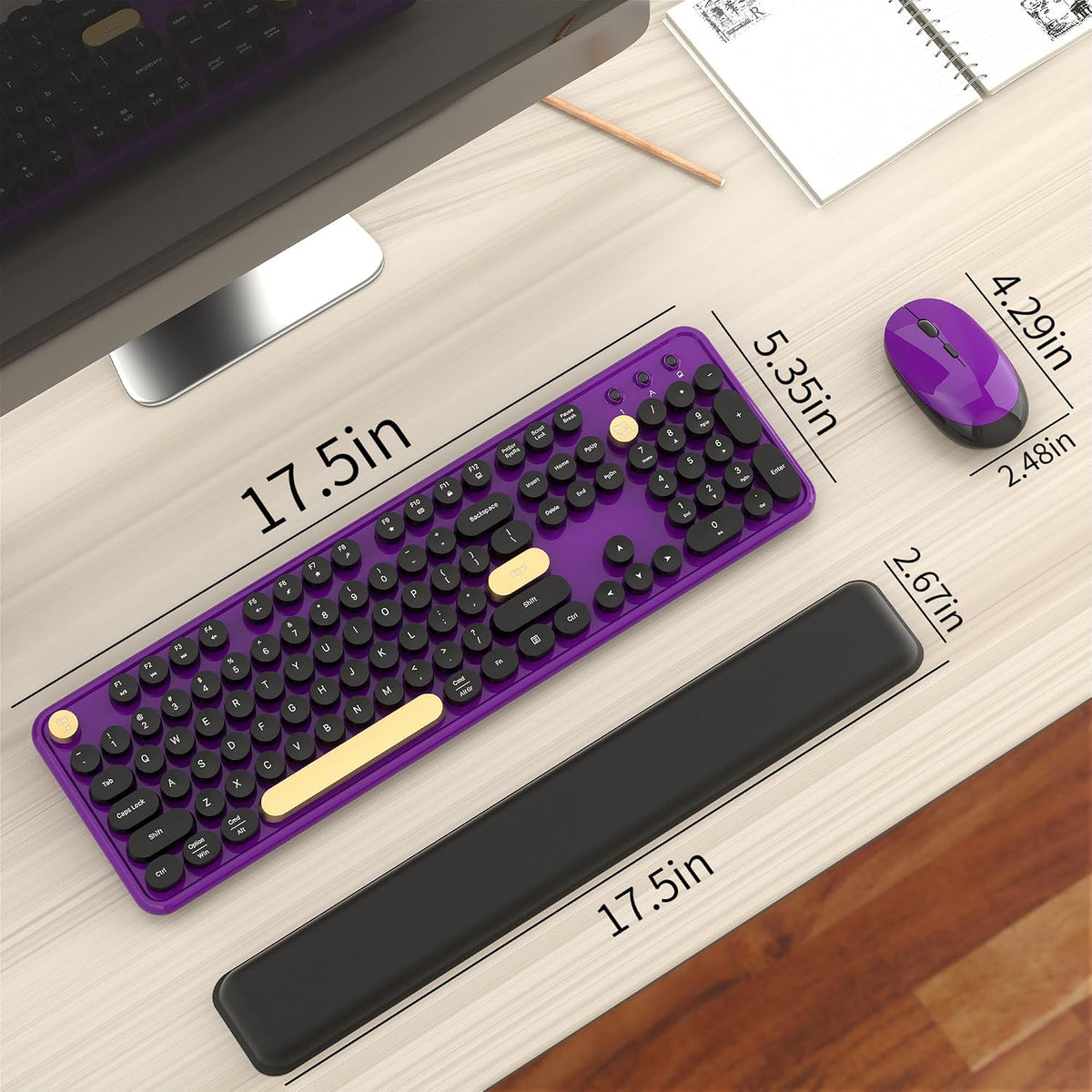 Wireless Computer Keyboard and Mouse Combos, Purple-Black