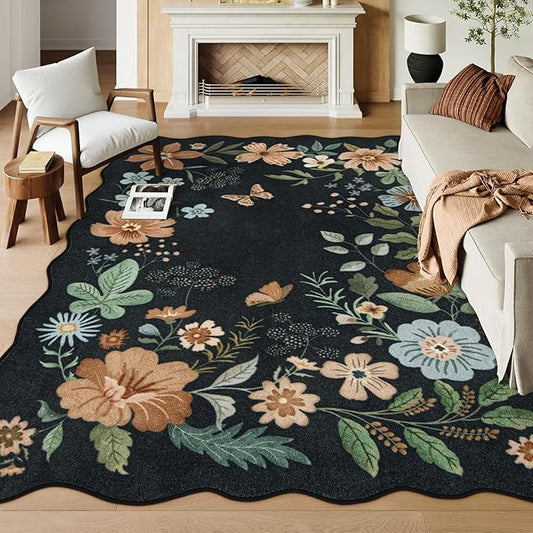 Lahome Floral 9x12 Area Rugs for Living Room Bedroom, Soft Washable Rugs 9x12