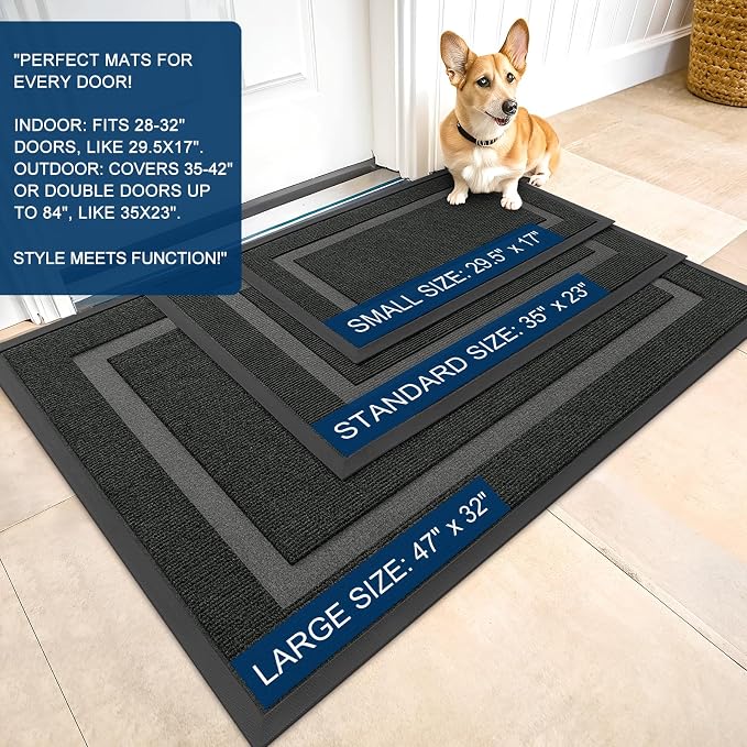 OLANLY Front Door Mat Indoor Outdoor Entrance, Waterproof All-Season,
