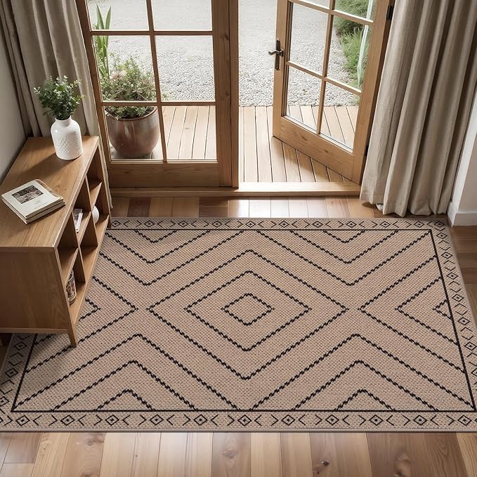 Tangsoo Easy Jute Rug 2x4 Rugs for Entryway, Machine Washable Outdoor Door Mat