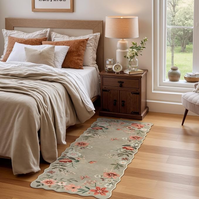 Lahome Floral Entryway Rug, 2x4 Washable Fall Kitchen Rug Ultra-Thin, Soft