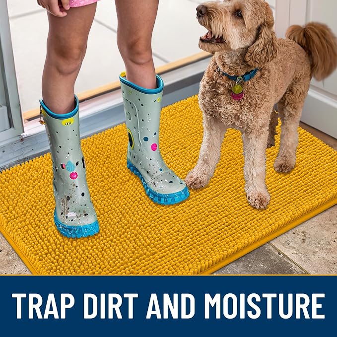 Smiry Dog Door Mat for Muddy Paws 30x17, Absorbent Dirt Trapper, Non-Slip