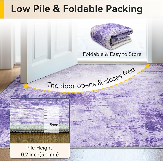 RELEANY Washable Area Rugs 6ft Non-Slip Modern Abstract Soft