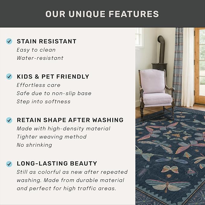 3x10 Vintage Hallway Rug Runner, Washable Non Slip Carpet