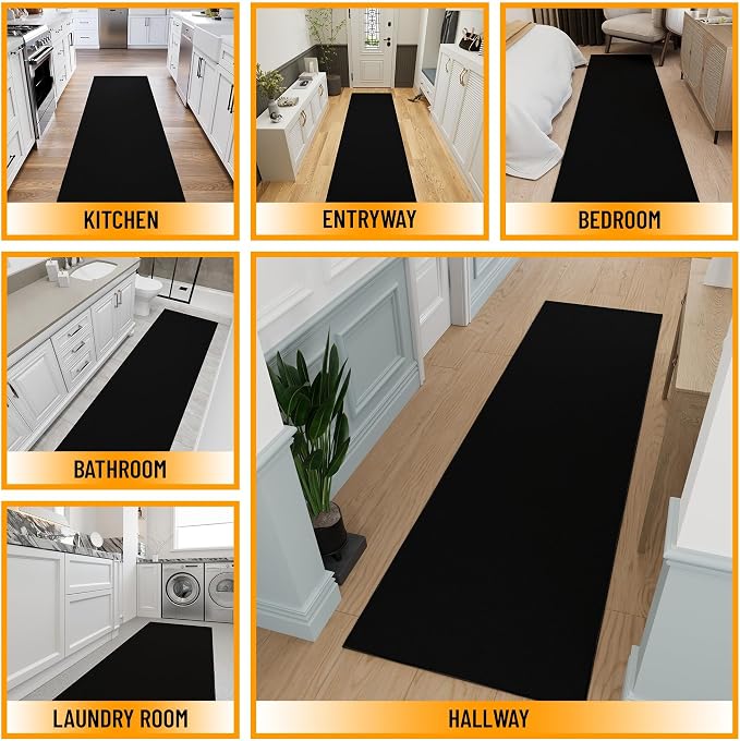 Ottomanson Hallway Runner Rug 1'10" x 12' Non Slip Solid Area Rugs Easy to