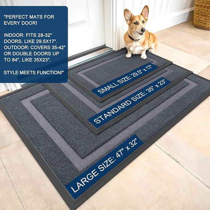 OLANLY Front Door Mat Indoor Outdoor Entrance, Waterproof All-Season,