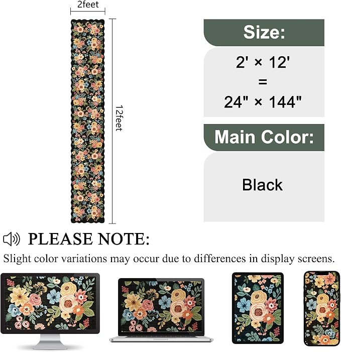 DUKINO 2x12 Runner Rug for Hallway, Soft Floral Washable Kitchen Runner Rug