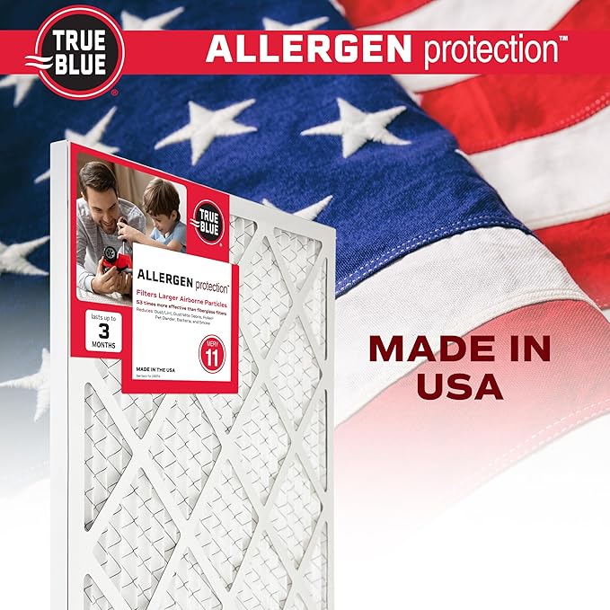 True Blue 20x25x1 MERV 11 Allergen Air Filter | Electrostatic Pleated HVAC